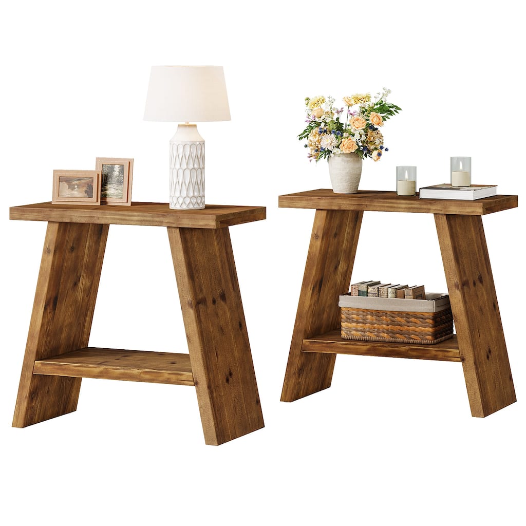 Solid Wood Side/End Table Set of 2