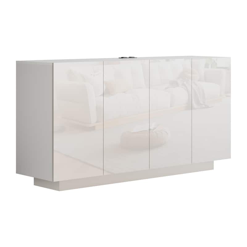 LED Illuminated Mirror 4 Doors Cabinet Modern Smart Storage Cabinet
