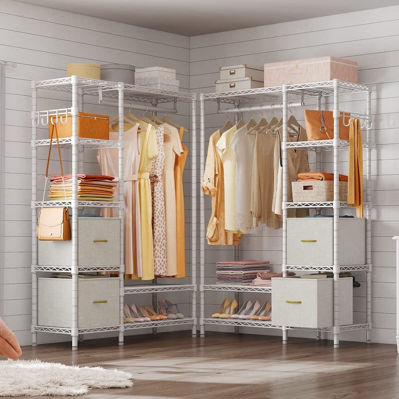 Garment Rack 6 Tiers Heavy Clothes Rack with Drawers, Freestanding ...