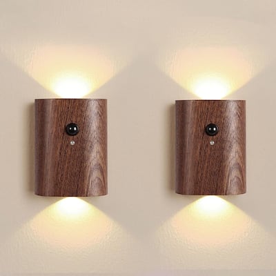 Led stairs night light walnut wall lights plastic motion sensor light