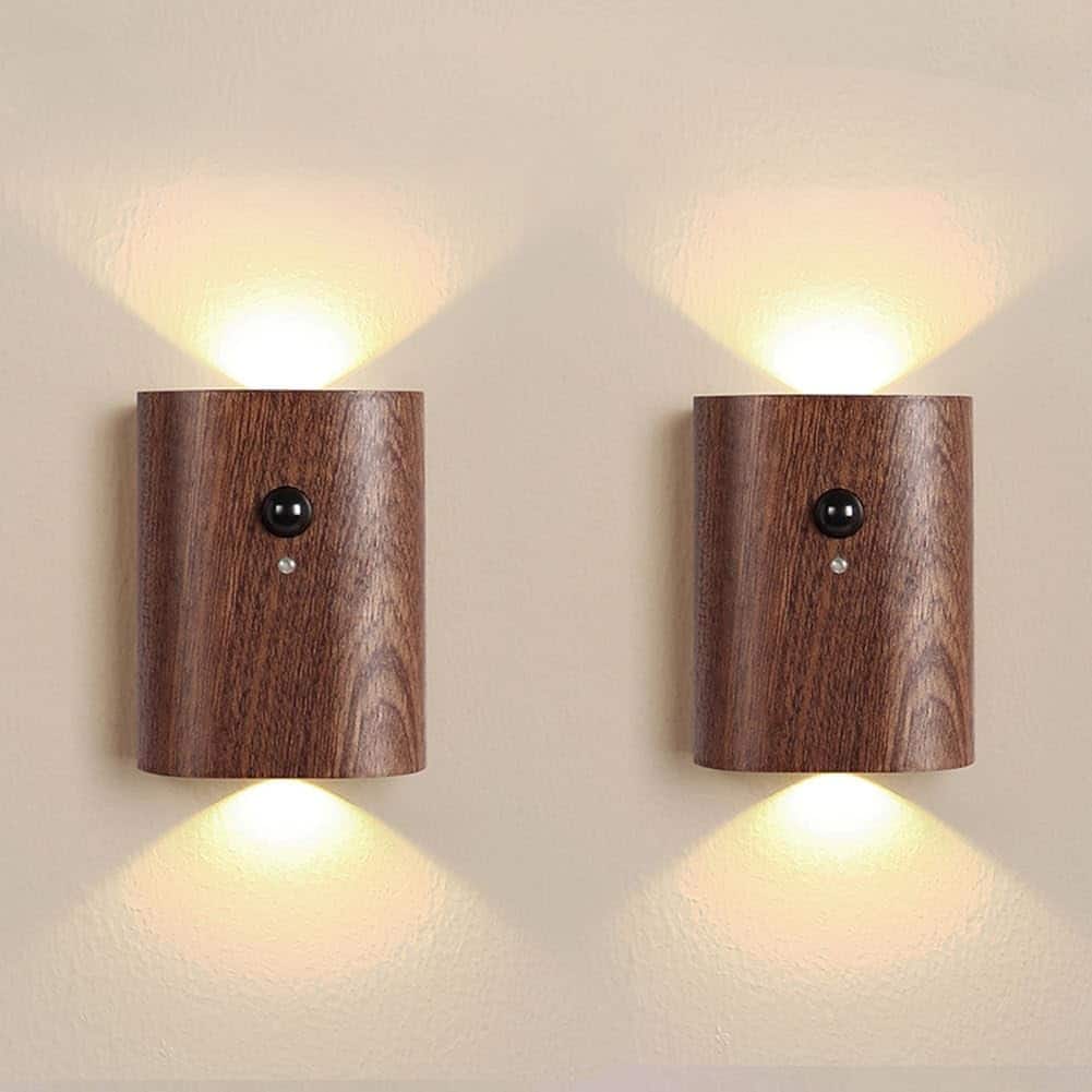 Led stairs night light walnut wall lights plastic motion sensor light