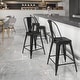preview thumbnail 45 of 97, 24'' High Metal Indoor-Outdoor Counter Height Stool with Back Black