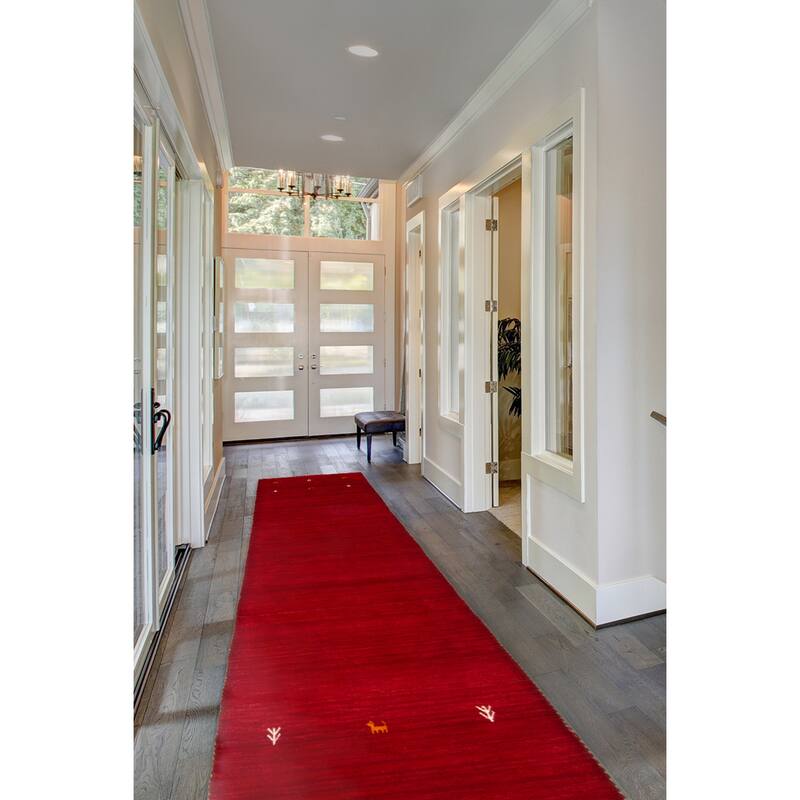 Kashkuli Gabbeh Red Rug 2'8" x 9'8" - 2'8 x 9'8