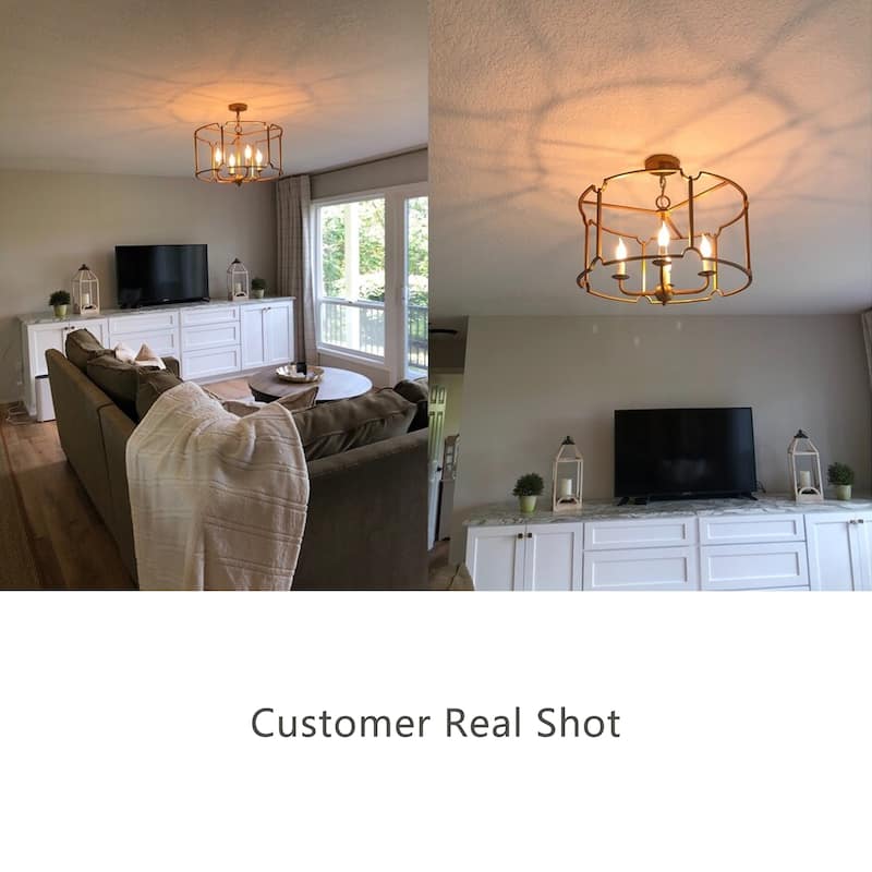 Alisar Mid-century Modern Drum Chandelier Farmhouse Lantern Dining Room French Country Lighting - D22"x H75‘’