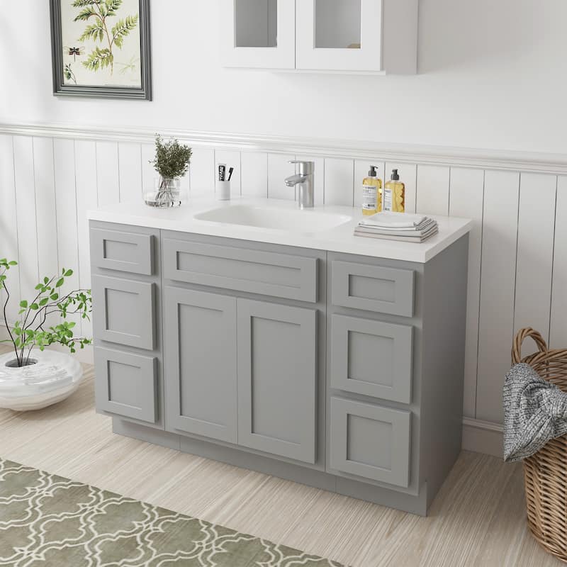 Vanity Art 48" Oak Freestanding Bathroom Vanity Cabinet without Top