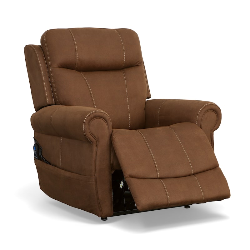 Stewart Amber Brown Power Lift Recliner with Power Headrest & Lumbar by Flexsteel