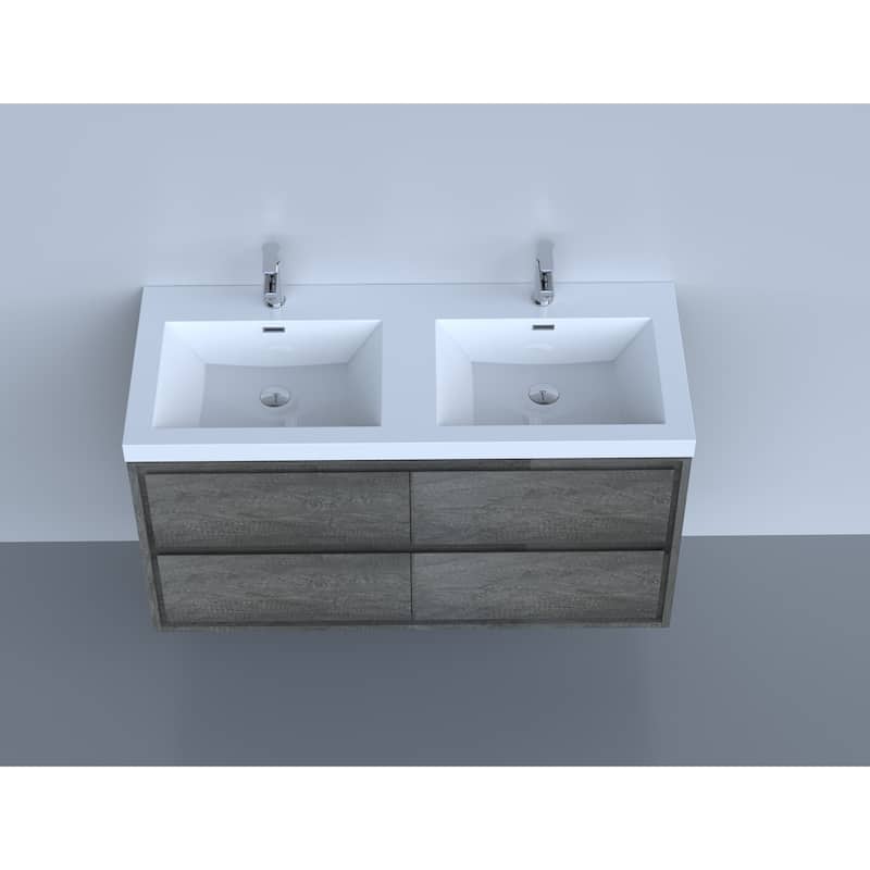 Sage 48" wall mounted bathroom vanity with double basin acrylic top