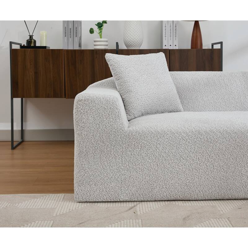 5-Seat Boucle Cloud Sofa Set (3-Seater + 2-Seater) with End Tables & 4 Pillows