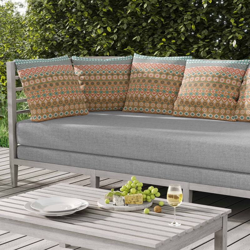 Shape Synergy Indoor/Outdoor Reversible Throw Pillow Orange and Cyan