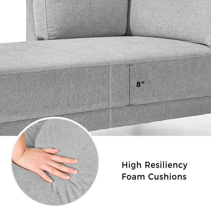 Mid-Century Linen Fabric Sofa Recliner, Leisure Upholstered Indoor Chaise Lounge