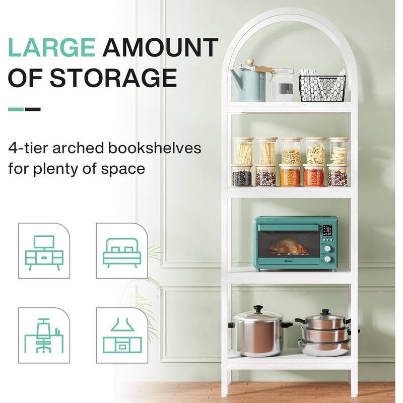 4-Tier Industrial Bookshelf, 70.8" Etagere Bookcase Free Standing Ladder Shelf for Living Room, Home Office