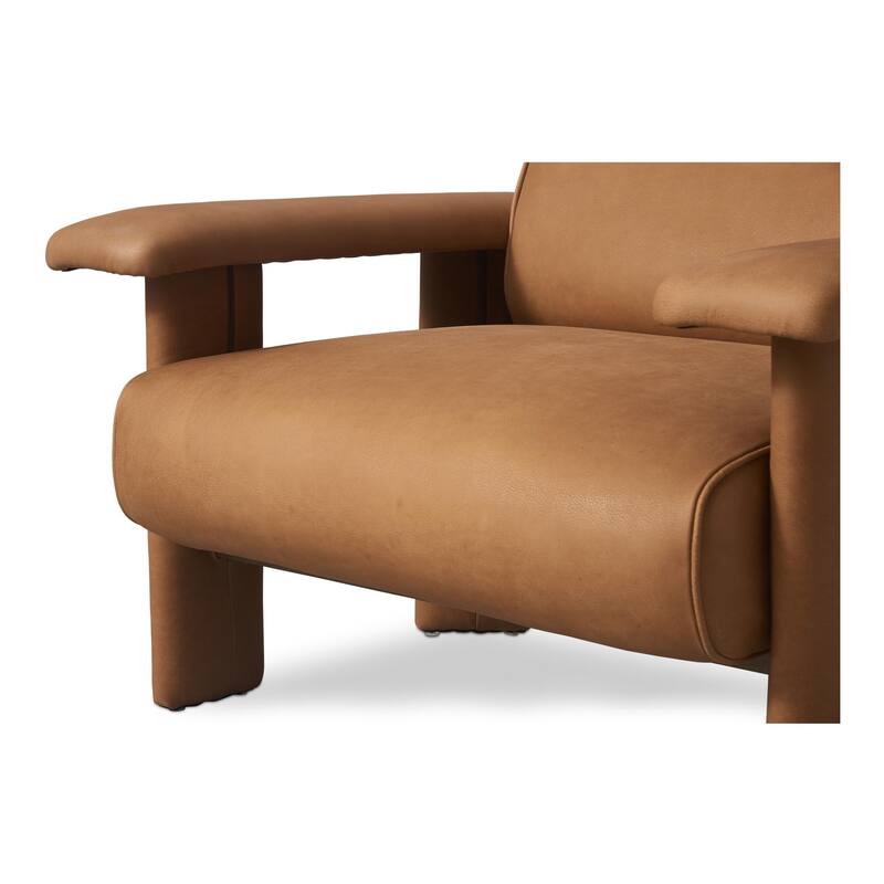 NADAAL STUDIOS Marcellus, Leather Lounge Chair With Piping Details - 40.2"W x32.5"D x29.9"H