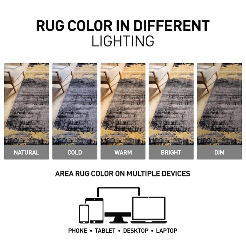 World Rug Gallery Modern Abstract Design Black Area Rug