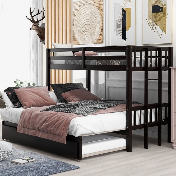 Bedroom Bed Frame Twin over pull out bunk bed with trundle Bed