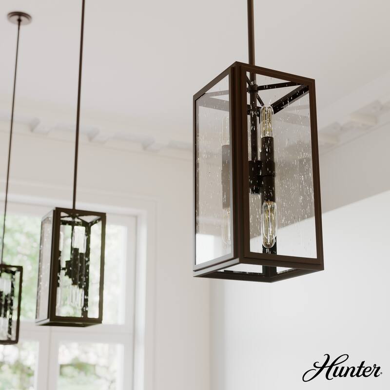 Hunter Felippe 6-Light Pendant w/Clear Seeded Glass, Modern Farmhouse, Industrial - Island, Dining, Entry, Bedroom, Hallway - Onyx Bengal