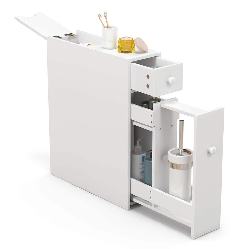 Costway Bathroom Floor Cabinet Toilet Narrow Storage Organizer with