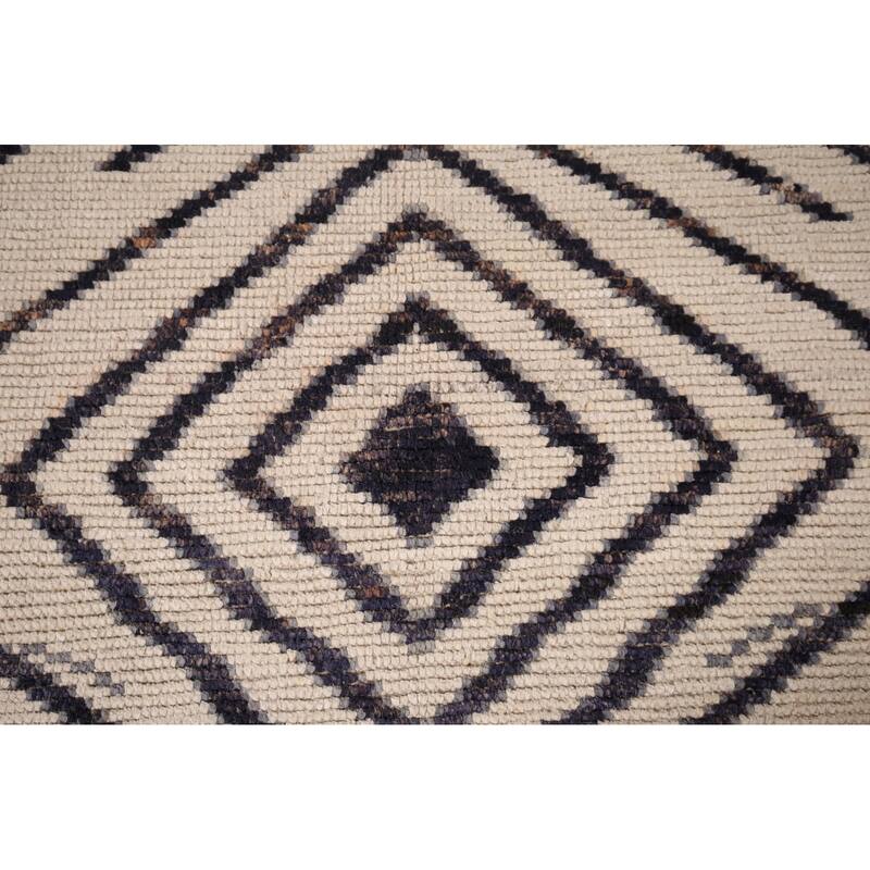 Geometric Moroccan / Modern Area Rug Handmade Wool Carpet - 7'10"x 10'9"