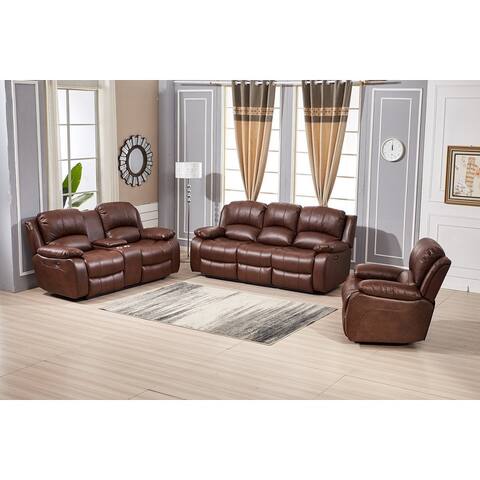 Betsy Furniture 3 Piece Bonded Leather Power Reclining Living Room Set, Sofa, Loveseat and Chair