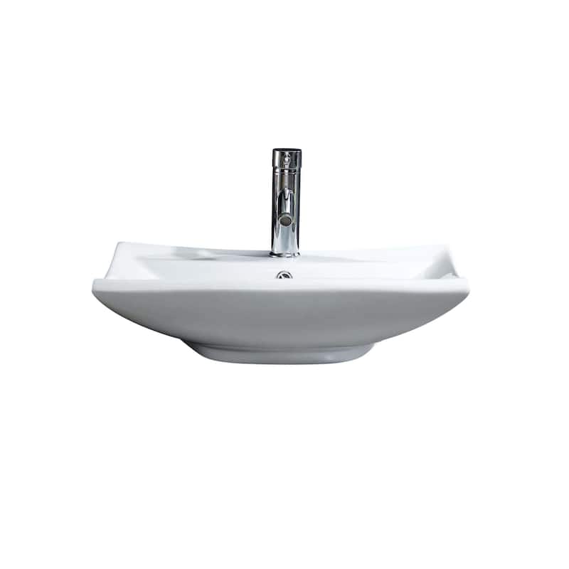 Fine Fixtures Vitreous China Beveled Rectangle White Vessel Sink