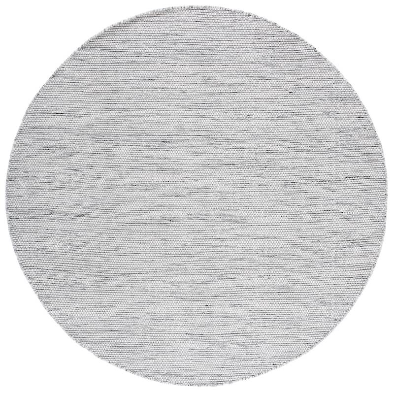 SAFAVIEH Handmade Vermont Raimonda Wool Rug - 7' Round - Ivory/Black - Round