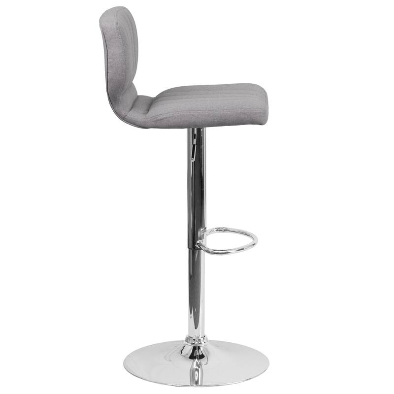 Contemporary Chrome Adjustable Bar Stool - 16.5"W x 19"D x 34.5" - 43"H