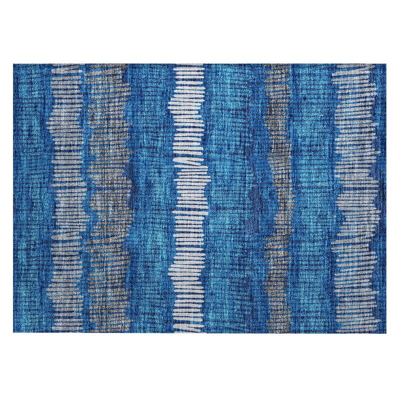Machine Washable Indoor/ Outdoor Chantille Stripe Abstract Rug