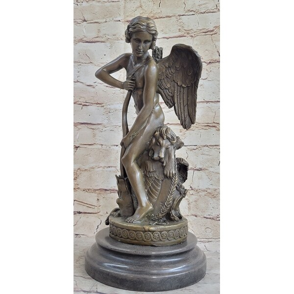 Ipos Fallen Angel W/ Lion Pelt Hot Cast Bronze Sculpture Statue