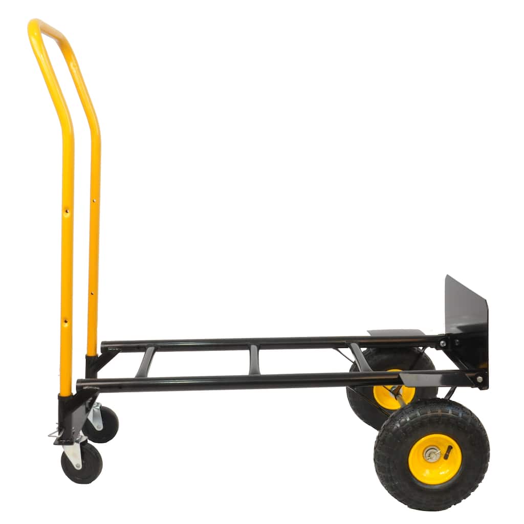 Hand Truck Dual Purpose 2 Wheel Dolly Cart and 4 Wheel Push Cart for Moving/Warehouse/Garden/Grocery