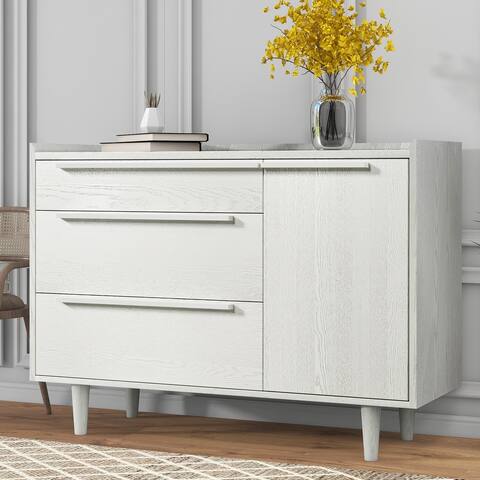 Modern 3-Drawer Wooden Dresser with Cabinet and Legs