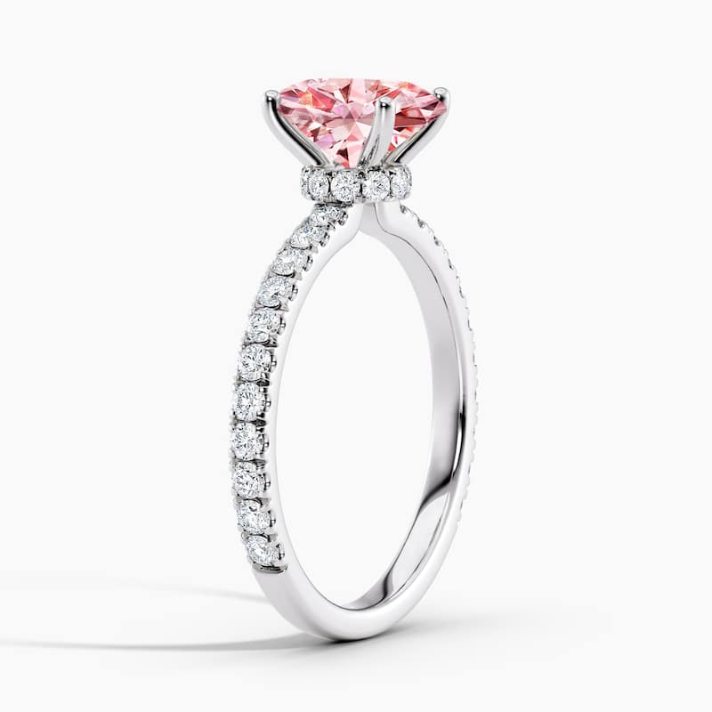 Auriya 14k Gold Oval Lab Grown Ribbon Halo Engagement Ring 0.50 to 2.50 ct. tw. (Pink, VS-SI)
