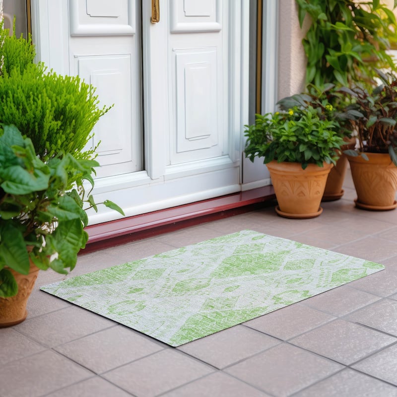 Machine Washable Indoor/ Outdoor Chantille Global Boho Rug - Aloe - 1'8" x 2'6"