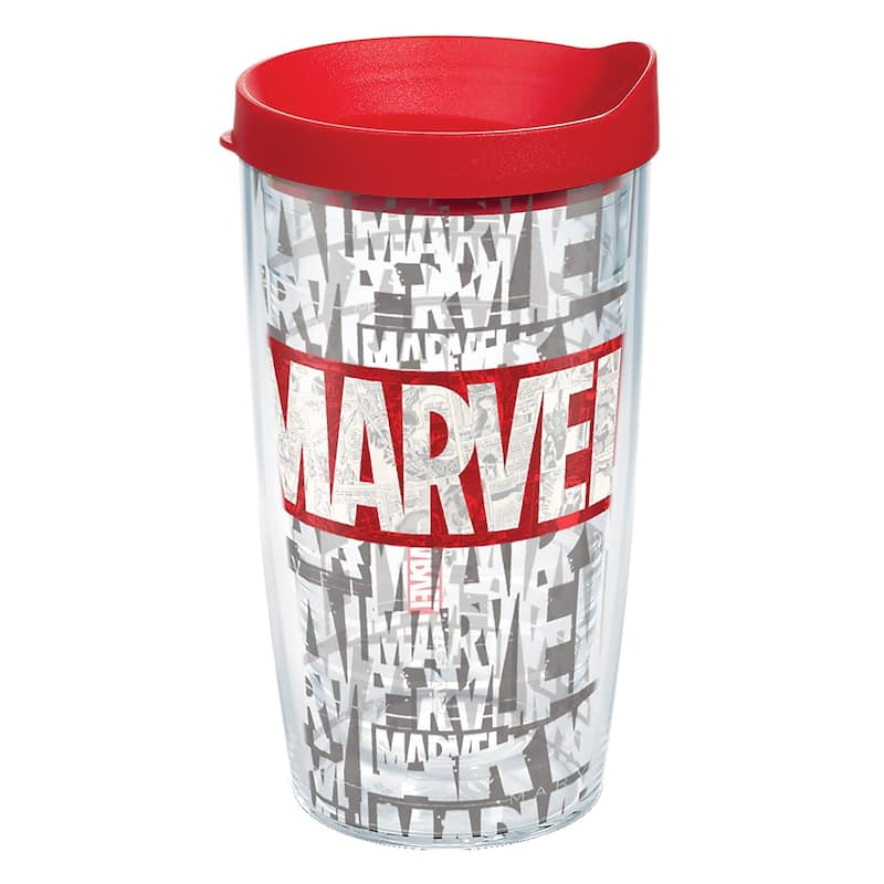 Tervis Marvel Logo Made in USA Double Walled Insulated Travel Tumbler, Classic - 16oz