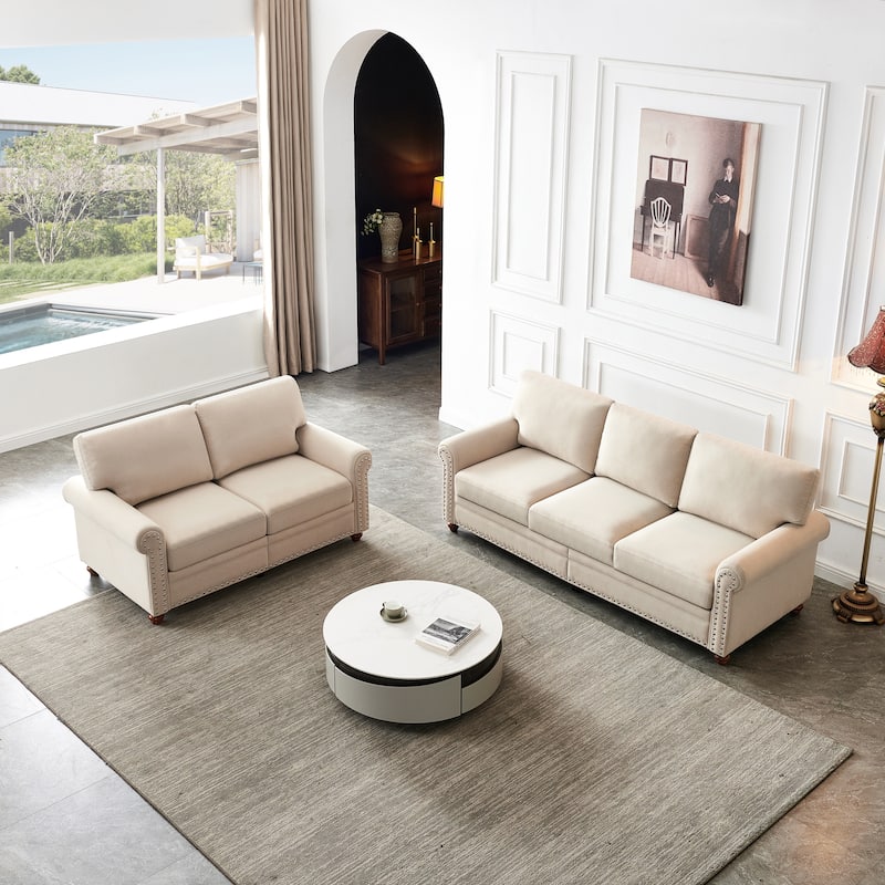 Linen Fabric Upholstery Sectiona with Storage