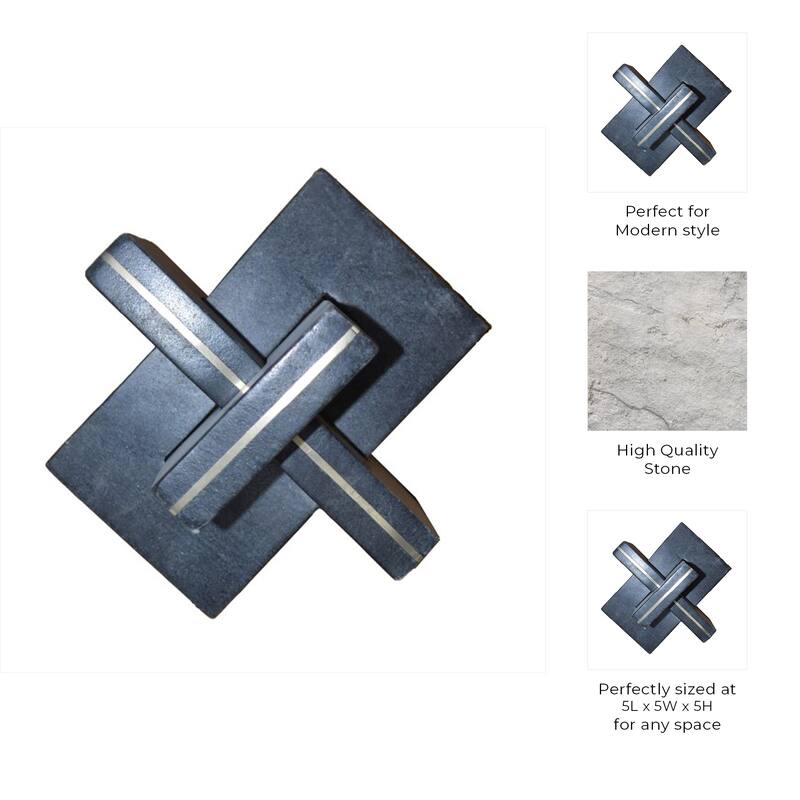 Stone Metal Decorative Object Interlocking Modern Geometric Structure