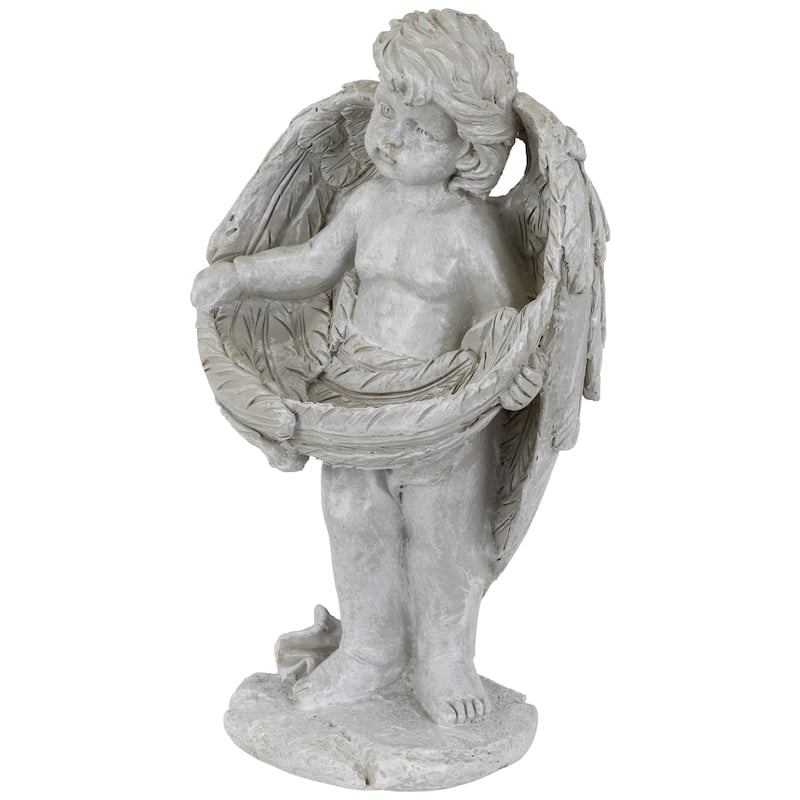 Cherub Wrapped in Wings Outdoor Garden Statue - 8"