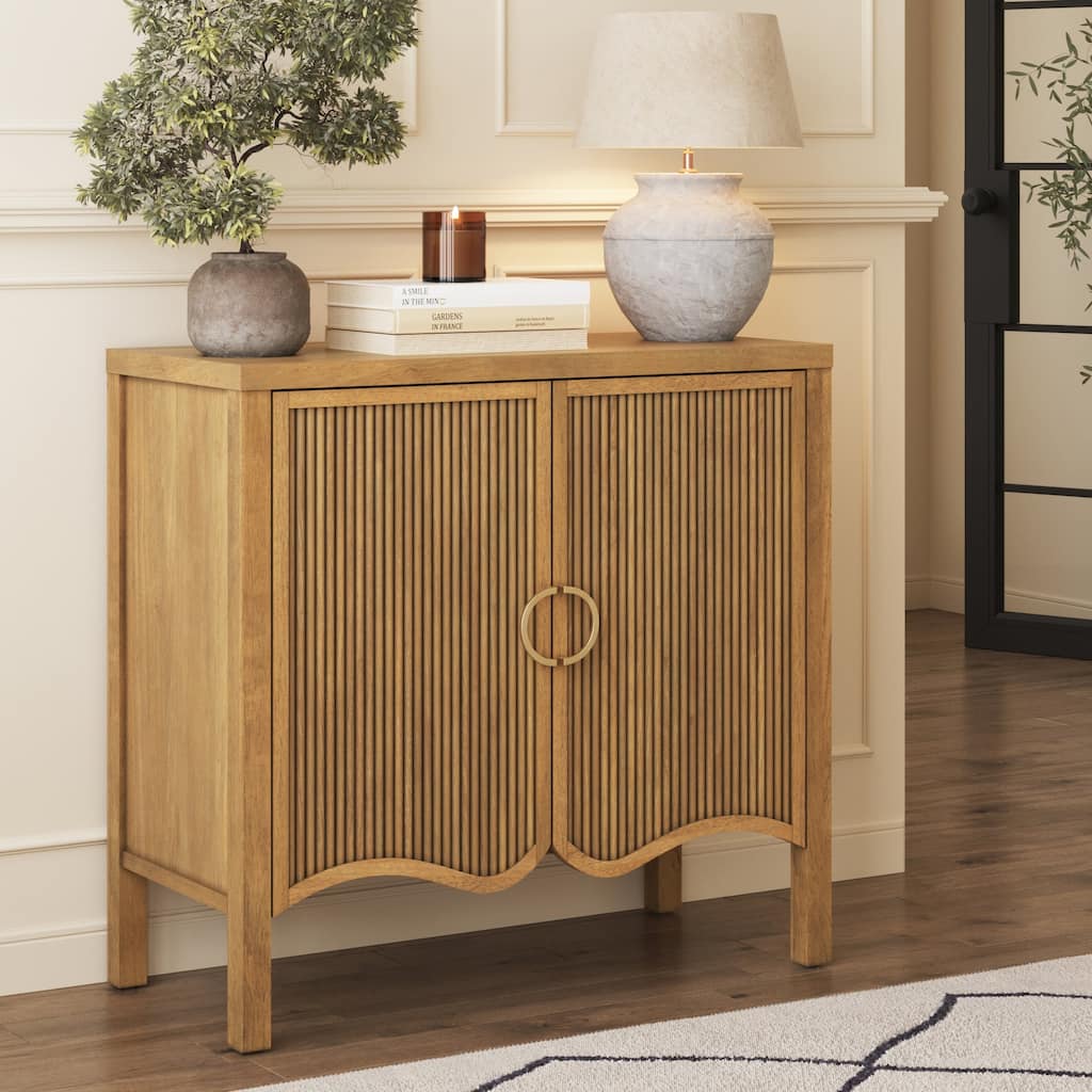 Scott Transitional Fluted Accent Cabinet or Storage Cabinet for Living Room or Entryway with Solid Wood Panel