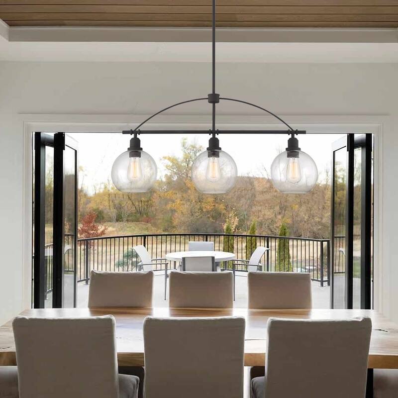 Acroma 3-light 35In Modern Black Island Pendant Light