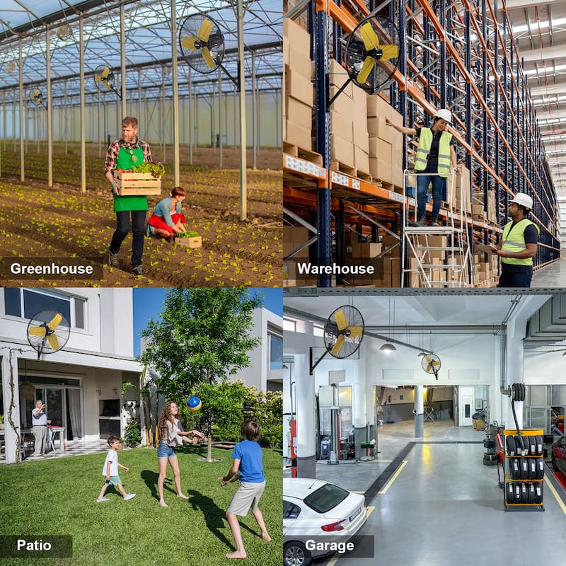 24" Outdoor Industrial Oscillating 3-Speed Wall Mount Fan