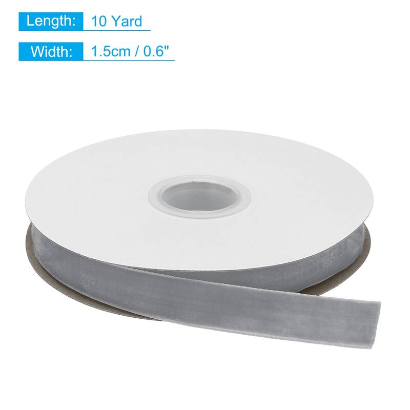 Velvet Ribbon 1 1/2 Inch Single Face Spool Silky for DIY Crafts - Light Grey - 5/8 Inch x 10 Yard