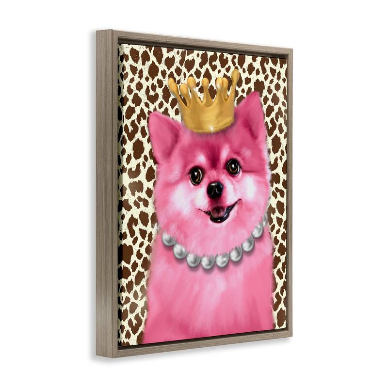 Stupell Pink Royal Pomeranian Framed Floater Canvas Wall Art Design By Matthew Piotrowicz