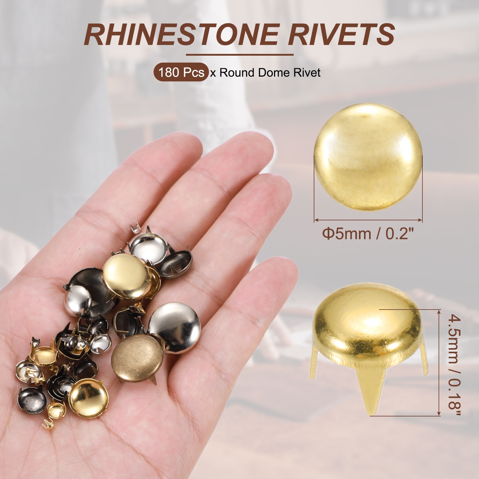 Round Dome Rivet, Metal 4 Claw Spike Spot Stud Punk Rock Rivet Nailhead for DIY Leather Crafting