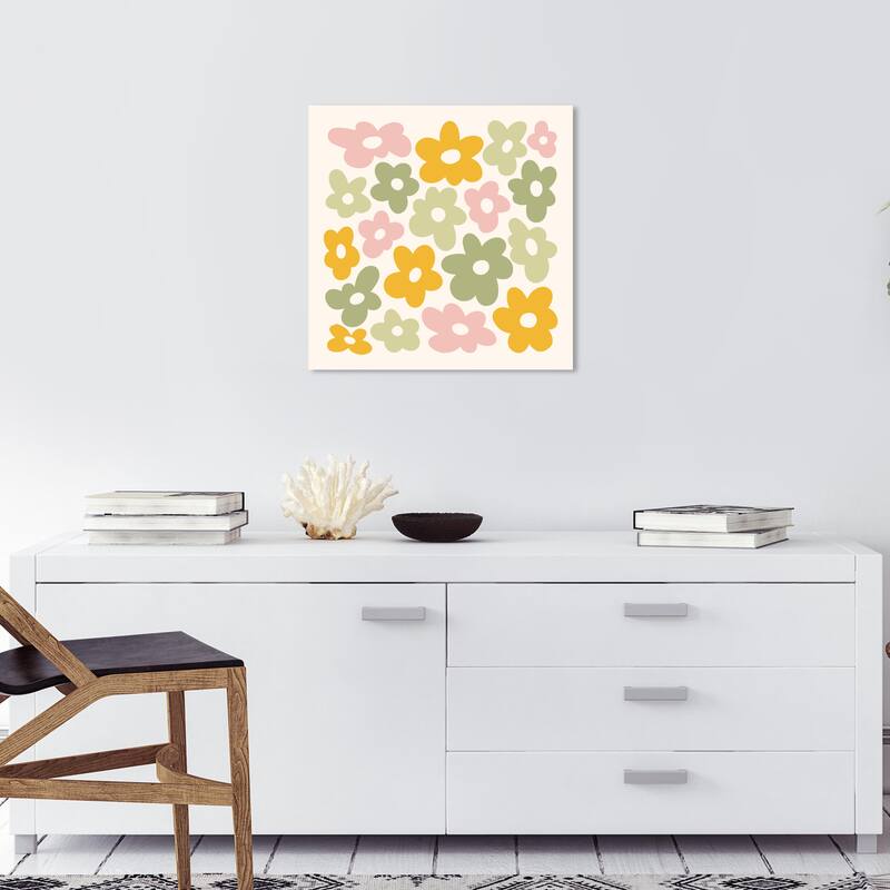 Wynwood Studio Canvas Floral and Botanical Little Flowers Together Green Modern & Contemporary Wall Art Canvas Print
