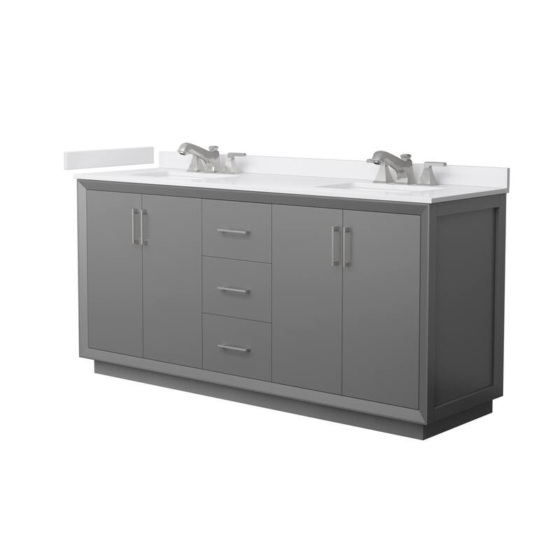 Wyndham Collection WCF4141-72D-VCA-US3MXX Strada 72" Free Standing - Dark Gray / White Cultured Marble Top / Brushed