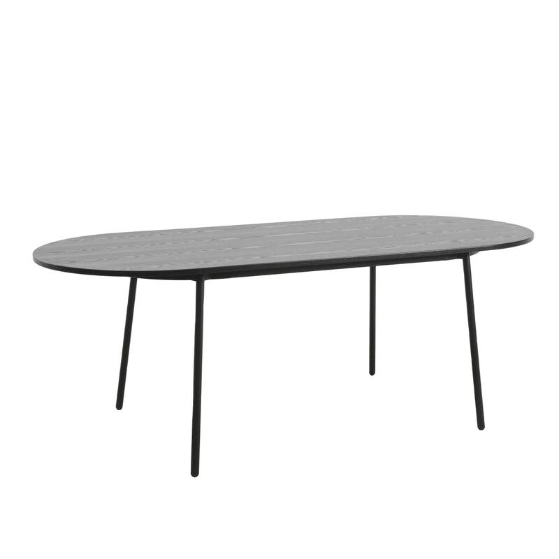 9-Piece Dining Set in Black Steel with 8 Chairs and Table Tule Collection by LeisureMod