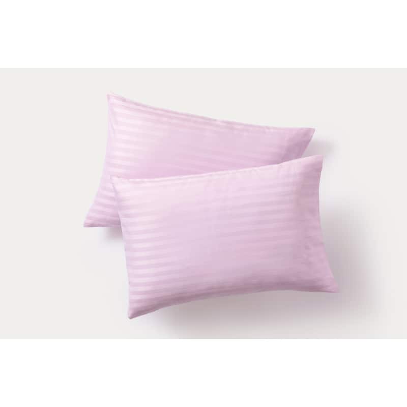 Brooks Brothers Sateen Stripe Cotton Sateen Pillowcase Pair - Pink - King