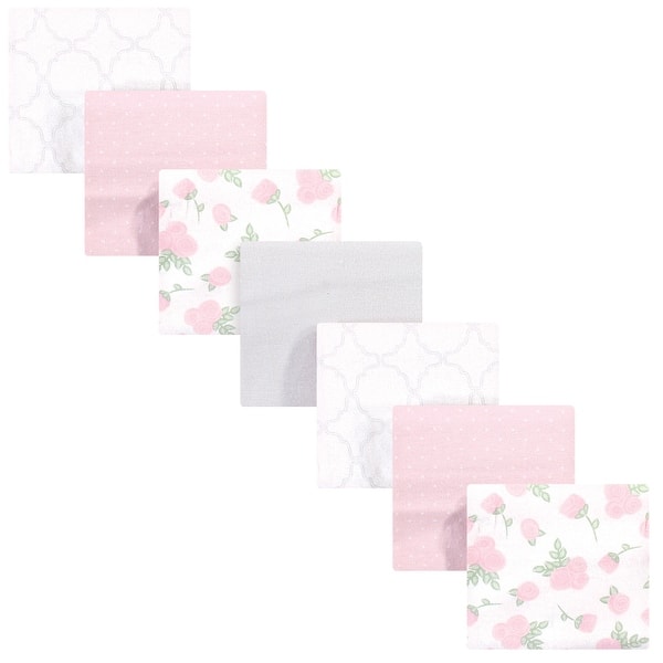 slide 1 of 1, Hudson Baby Infant Girl Cotton Flannel Receiving Blankets Bundle, Pink Rose, One Size - Pink Rose - One Size One Size - Pink Rose