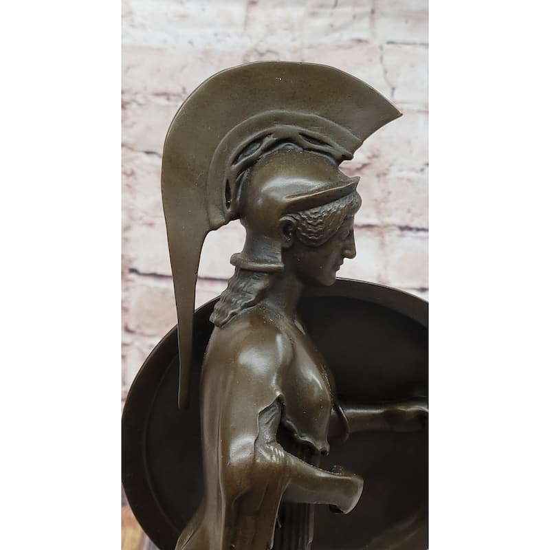 Bronze Sculpture Of Athena With Shield And Helmet By Milo