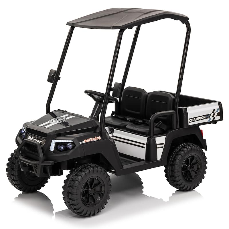 24V XL Kids Electric Ride on Track 20in Wide Seat,Removable Sunshade, Dual-Motor Drive,4-Wheel Spring Suspension,age:3-8