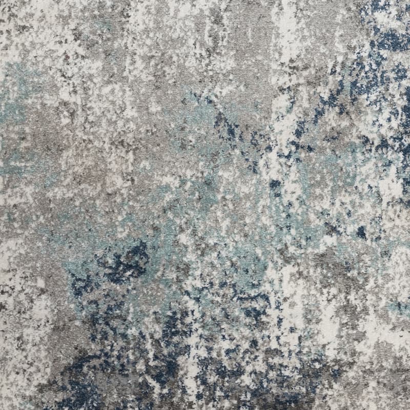 Yamanu Deva Blue/Gray Abstract Polyester Area Rug