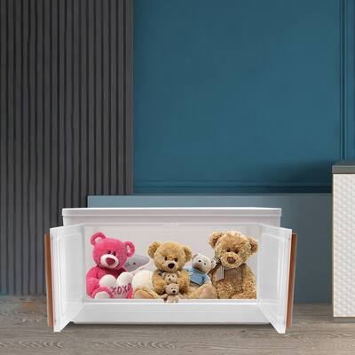 Folding Kids Toy Storage Cabinet Chest with 2 Doors